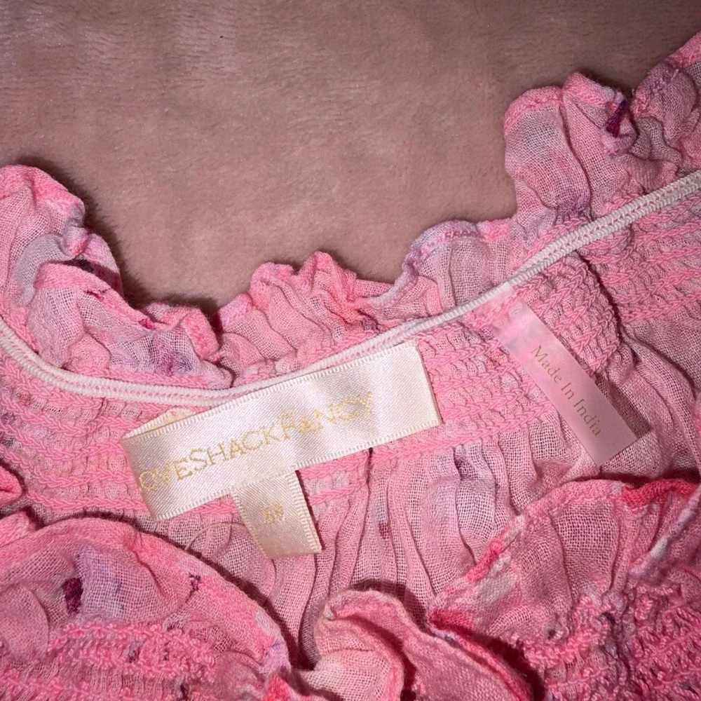 LoveShackFancy Rosalinda Crop Top in Coral Blaze XS